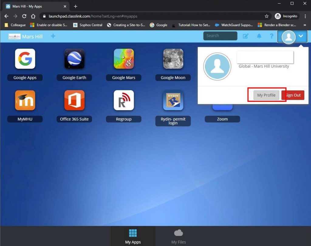 Change MHU password using Classlink MHU ITS Department