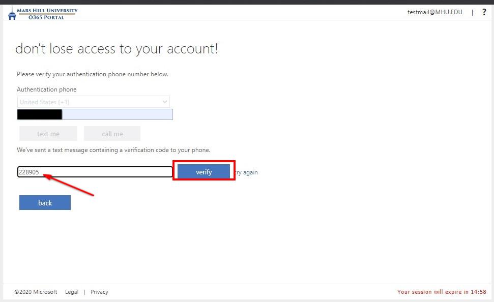 Configure Self Service Password Resets MHU ITS Department