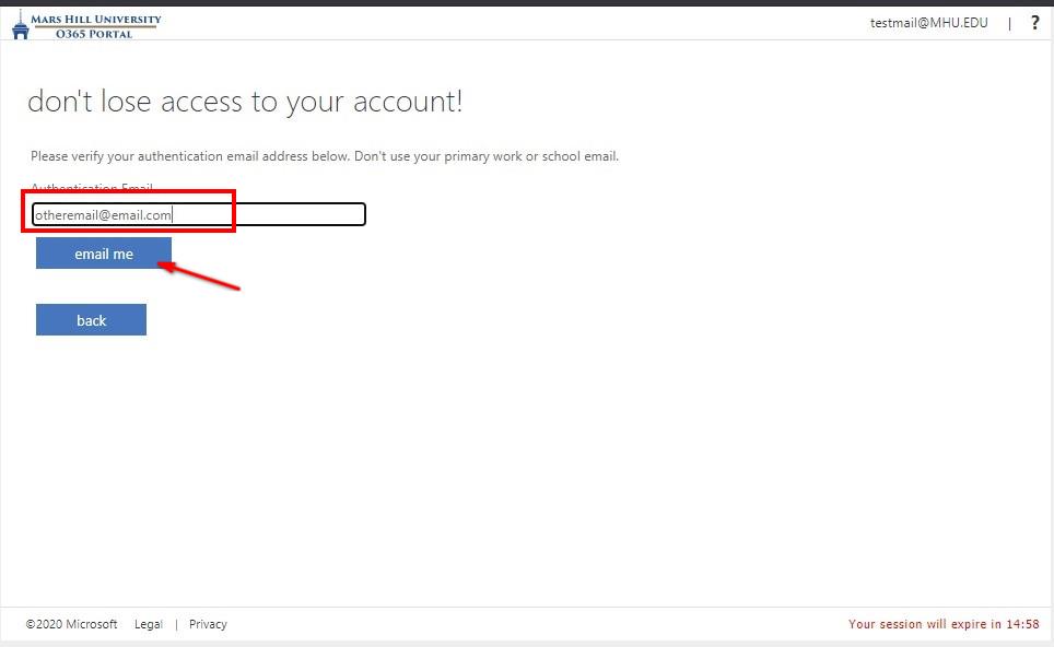 Configure Self Service Password Resets MHU ITS Department