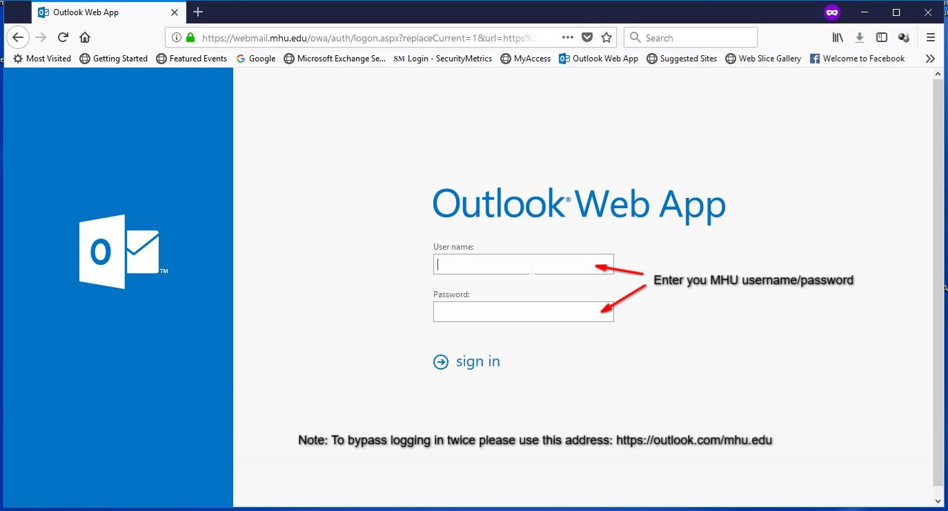 O365 Outlook WebMail MHU ITS Department