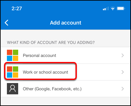 add account choices